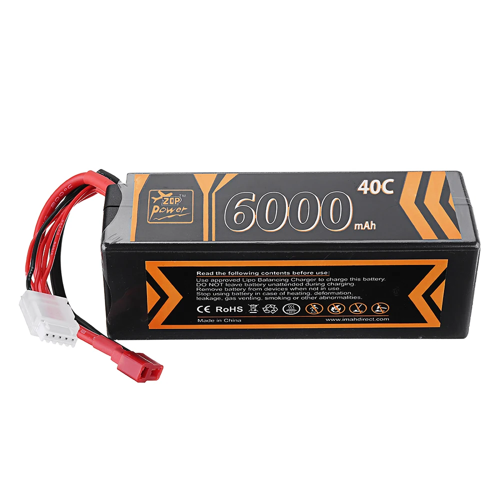 ZOP мощность 14,8 в 6000 мАч 40C 4S Lipo батарея T Разъем для RC HPI HSP 1/8 1/10 багги RC автомобиль грузовик осевой Scx10