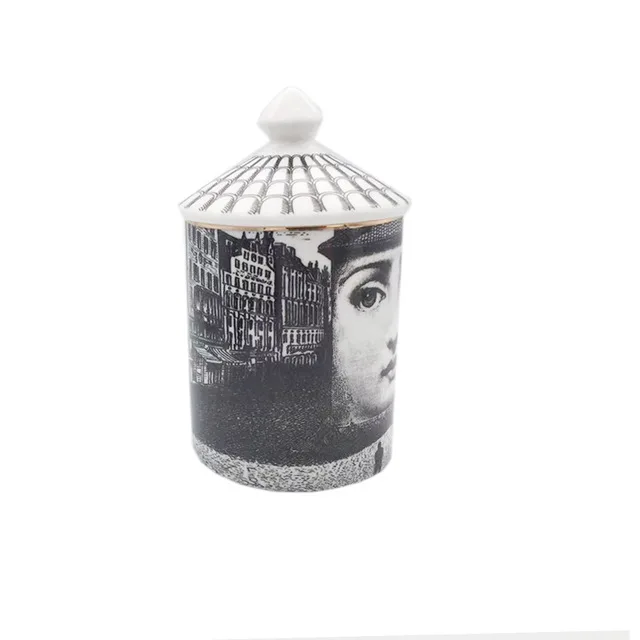 gold cover e Menschliches Gesicht schmuck dekorative glas Diy Handgemachte Kerzen halter Glas Retro Lina Gesicht Lagerung Bin Keramik Caft Ma - Цвет: gold cover e
