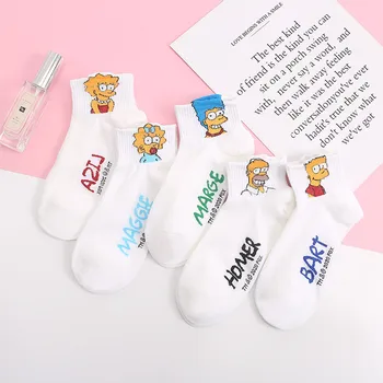 

Ladies Socks Women Short Cartoon Socks Simpson Anime Harajuku Happy Socks Cotton Funny Sock For Girl Streetwear Slippers Sox