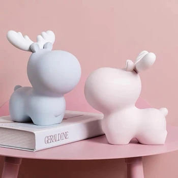 

[MGT]Nordic Simple Cute Fawn Creative Piggy Bank Decoration Girl Heart Coin Coin Box Gift Home Decoration Crafts