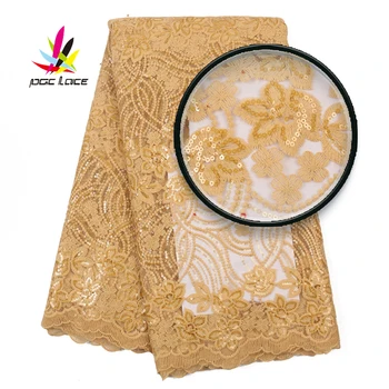 

African Lace Fabric With Embroidery Flowers 2019 High Quality Hot Sale Nigerian Mesh Lace With Sequines For Women Dress AMY3069B