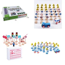 Kids Wooden Street Road Traffic Signs Toy Car Blocks Pretend Play Game Educational Toys children DIY model scene sign road toys
