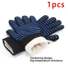 Барбекю на открытом воздухе барбекю перчатка высокая термостойкость Нескользящая силиконовая рукоятка пять пальцев Гибкая рукоятка структура