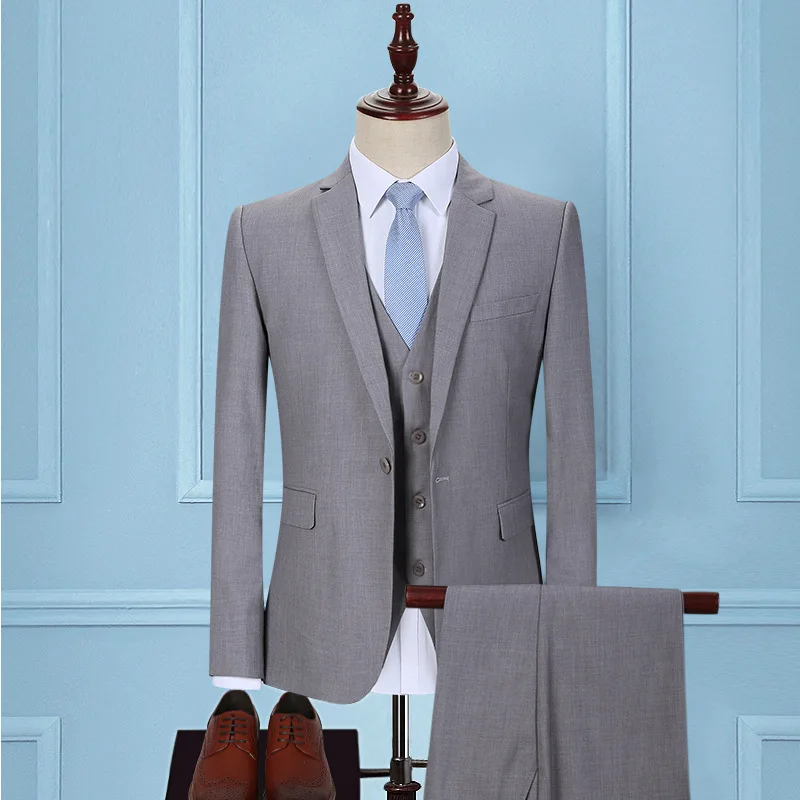 Новые высококачественные мужские свадебные костюмы для жениха хорошего качества Деловые повседневные мужские костюмы 3 Peiece(куртка+ брюки+ жилет