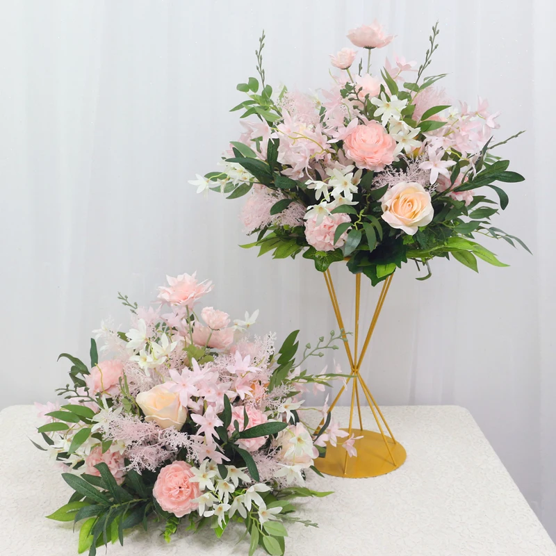 JAROWN 40cm Silk Artificial Rose Hydrangea Flower Ball Wedding Centerpieces Arrangement Decor Wedding Party Backdrop Flores Accessories (28)