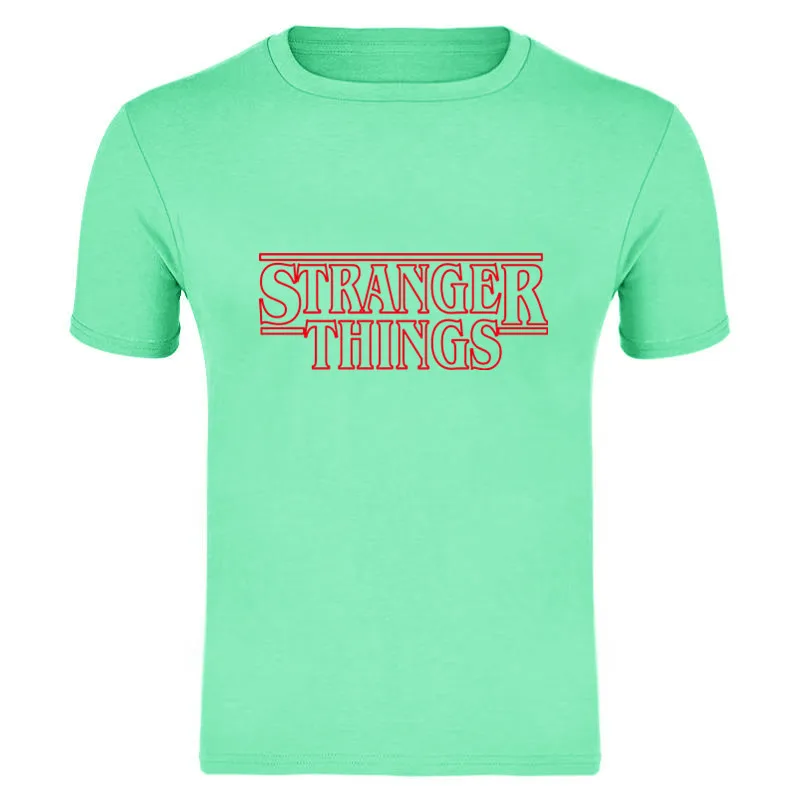 STRANGER THINGS Mens T-Shirts Summer cotton Short Sleeve T Shirts New casual Tee Shirts Male T shirt S-XXXL - Цвет: Light green