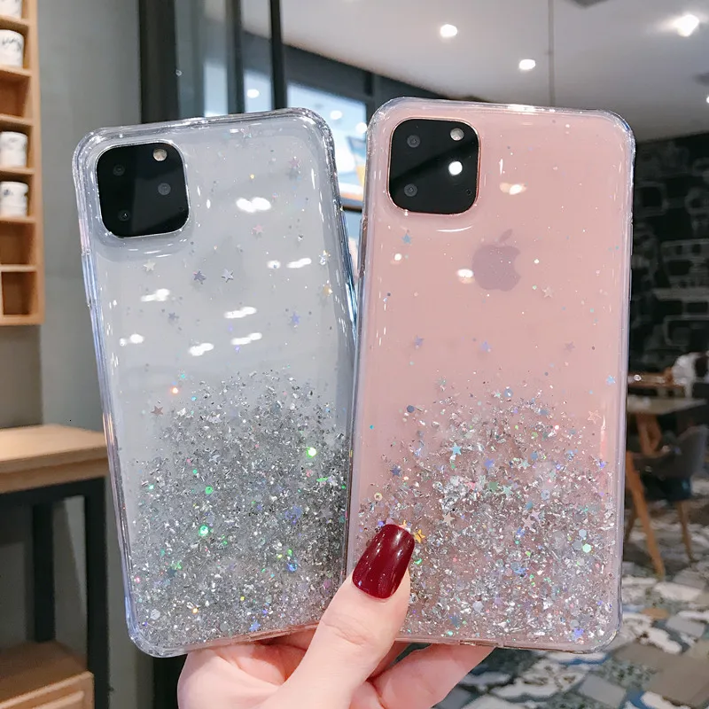 Блестящий блестящий чехол для телефона iphone 11 Pro Max 8 7 Plus 6S X XS Max XR, блестящий прозрачный мягкий чехол для телефона