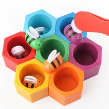 Игра в виде пчелы с зажимом для обучения детей, маленький музыкальный улей, игрушка в форме пчелы, сочетающаяся с цветом, игрушка Монтессори