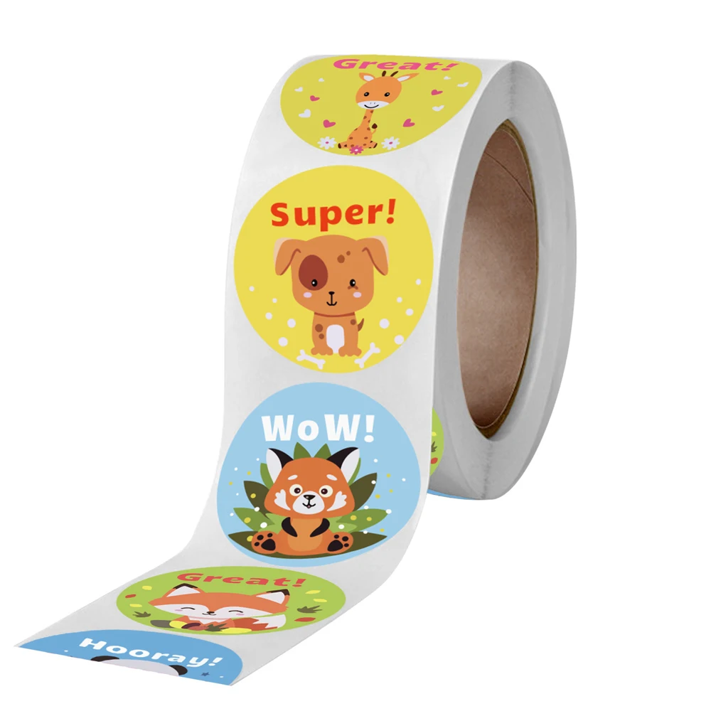 Scrapbooking & Stamps luxury 50-500 Pcs Reward Stickers Motivational Stickers Roll for Kids for School Reward Students Teachers Cute Animals Stickers Labels crafting rubber stamps