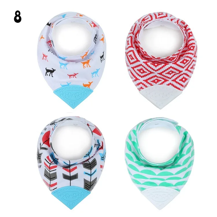 4pcs/lot Double Layer Cotton Teether Baby Bibs Soft Cotton Fashion Scarf Triangle Bibs for Baby Girls Boys - Цвет: 8