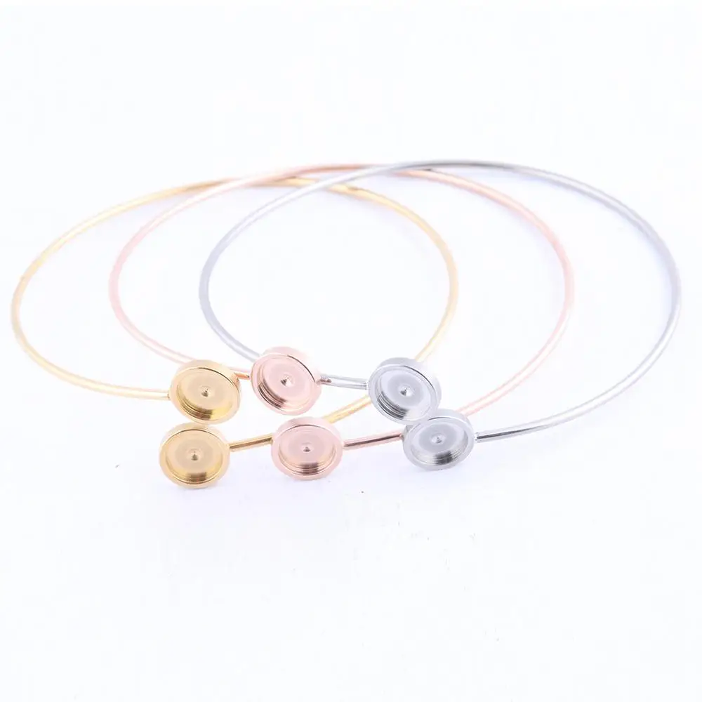 5 Stück Edelstahl-Armband-Rohlinge – 20 Mm Cabochon-Lünette, Verstellbar, Für DIY Schmuck