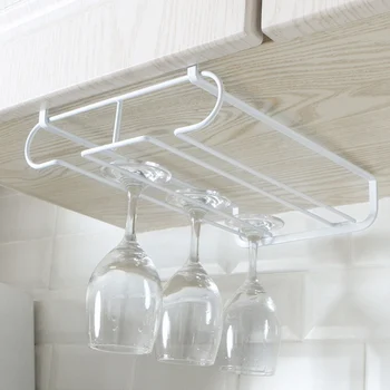 

Wine Glass Rack Door Back Hanging Wine Cup Holder Bar Goblet Stemware Storage Racks Shelf Iron Hanger Kitchen Organizer
