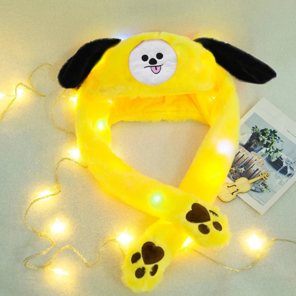 

Funny Hats Women Men Kids Lighting Hat Cute Rabbit Ears Plush Ears Cap Children Shine Winter Warm Party Hat With Colorful Glow