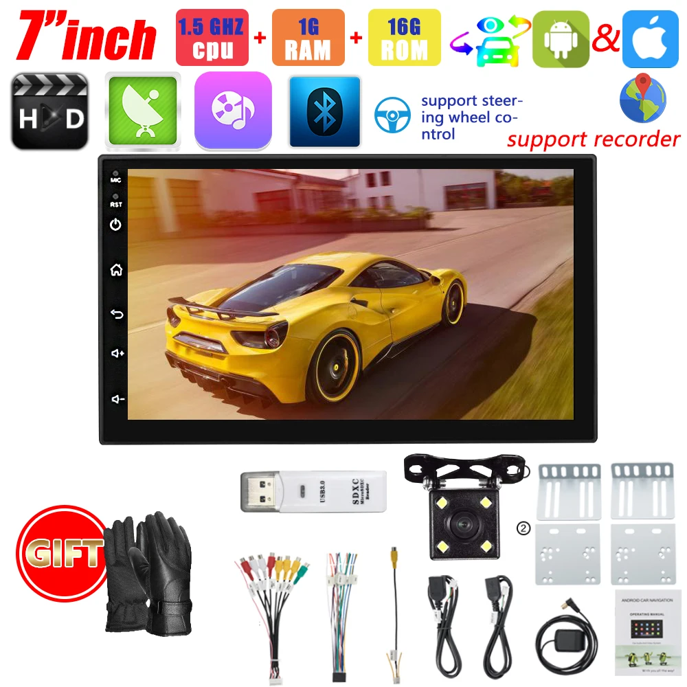 buy Autoradio 2Din Universal Car Radio 7 Inch Touch Screen Clear Stereo MP5 Player USB FM Bluetooth Audio with Rear View Camera