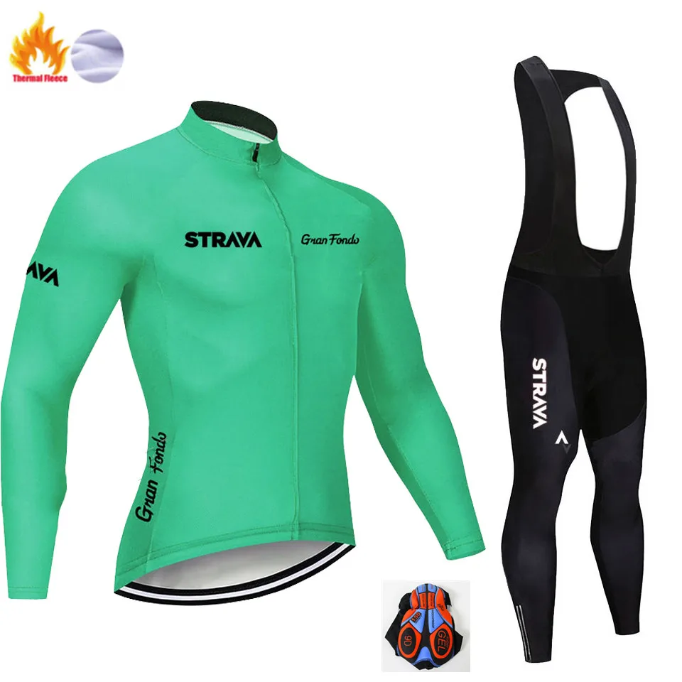 Winter Cycling suit STRAVA Зимняя Теплая Флисовая одежда для велоспорта NW Мужской трикотажный костюм для езды на велосипеде MTB Одежда Теплый комбинезон комплект - Цвет: Winter Cycling suit