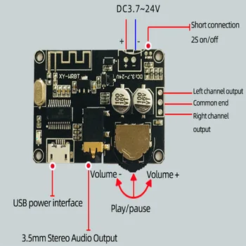 

DC 3.7-24V Bluetooth 5.0 Audio Receiver Decoders Stereo 3.5MM Amplifier Board