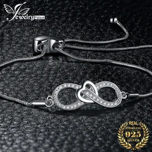 JewelryPalace бесконечность сердце 0.1ct кубический цирконий регулируемый браслет серебряный браслет 925 Для женщин Jewelry подарки для девушки