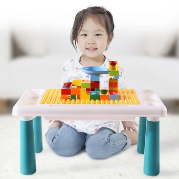 

DIY Big Bricks Building Blocks Compatible Duploed Blocks Multi Functions Table Desk Base Plate Study Table For Children Gift