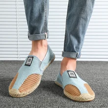 Mens Walking Driving Shoes Weave Mens Straw Shoes Loafers Slip on Travel Shoes Outdoor Indoor Lazy Shoes Espadrilles Size 39-45