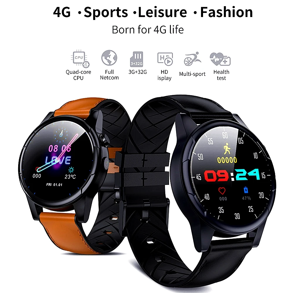  Nennbo 4G Smart Watch 3GB+32GB Android 7.1 Quad Core Smart watch Dual Camera 1.6 inch Heart Rate Mo