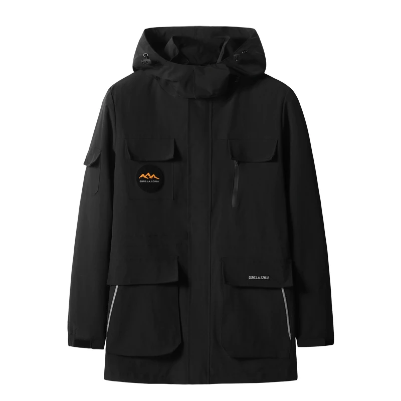 Черный 10XL 8XL 6XL зимняя теплая куртка мужская водонепроницаемая Толстая теплая парка 2 в 1 лоскутное ветрозащитное пальто с капюшоном верхняя одежда - Цвет: Черный