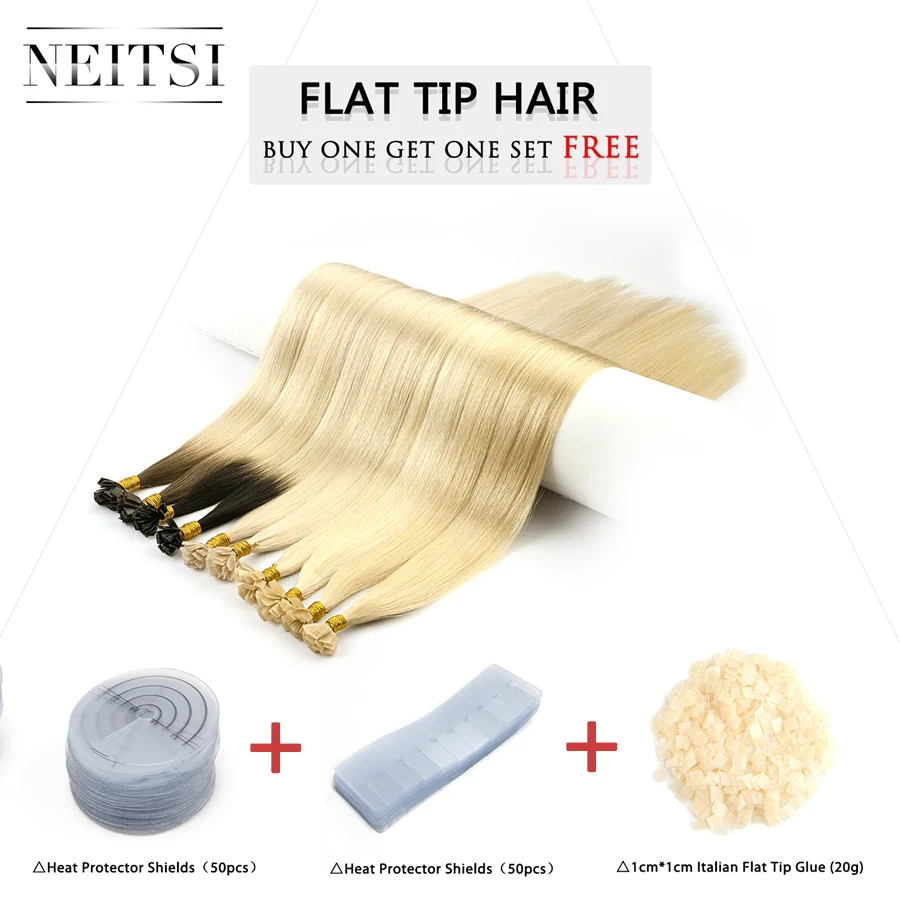 Neitsi Remy плоский наконечник человеческих волос для наращивания 24 "1,0 г/локон прямые капсулы кератин предварительно скрепленные fusion волосы