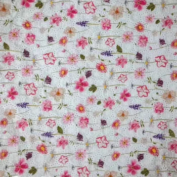 

Hot selling small flowers and plants embroidery high-grade white cotton thread embroidery fashion dress design fabric