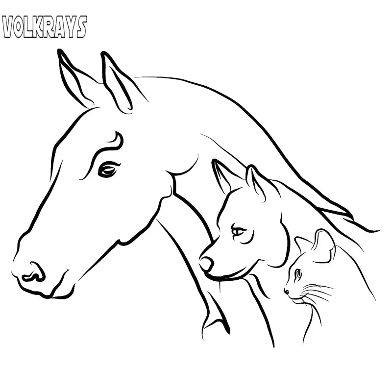 Volkrays Fashion Car Sticker Animal Horse Dog Cat Accessories Reflective Waterproof Sunscreen Vinyl Decal Black/Silver 14cm*17cm |
