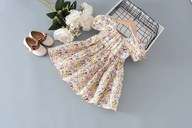 long skirt top design for baby girl Lawadka New Summer Kids Girls Dress Print Floral Bow Dresses For Girls Fashion Princess Cotton Children Clothing 2021 skirt dress for baby girl