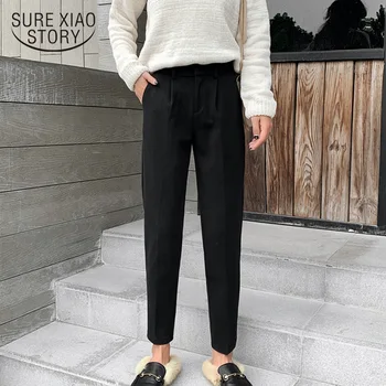 

Casual Trousers Female Full Length High Waist Pants Autumn and Winter Woolen Harem Pants Women Straight Loose Pants 6994 50