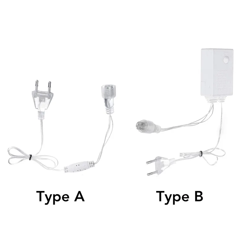 

AC220V LED Connector Controller Power Supply Adapter for LED Curtain String Light Transparent Plastic Material Button Waterproof