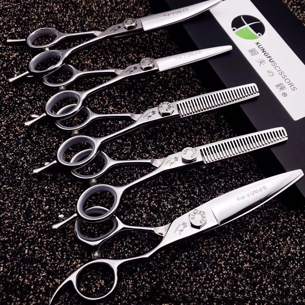 

6 Professional Hair Salon Structure Scissors Set Cutting Barber Haircut Thinning Shear Scissors Hairdressing Hair Tools Scissors