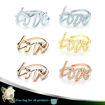 

LOVE Woman Ring 925 Sterling silver Jewelry Zircon accessories Golden silver Rose gold fashion Silverware Valentine's Day gift