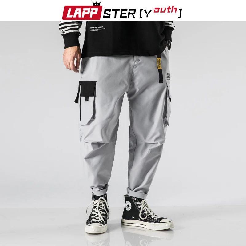 LAPPSTER-Youth японские уличные брюки карго комбинезоны мужские хип-хоп Черные спортивные штаны корейская мода шаровары для бега
