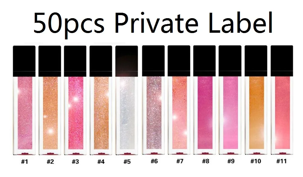50pcs private logo 11 цветов макияж Металл мерцающий Блестящий стойкий блеск для губ влажное глянцевое жидкое косметическое средство губная помада частная этикетка на заказ - Цвет: 50pcs private logo