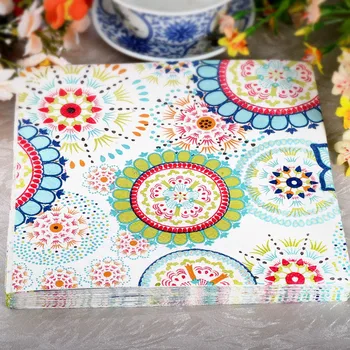

33 X33cm- 80pcs Kaleidoscope Printing Napkin Color can Flower Paper Disposable Mouth Cloth Hotel Wedding Banquet Paper