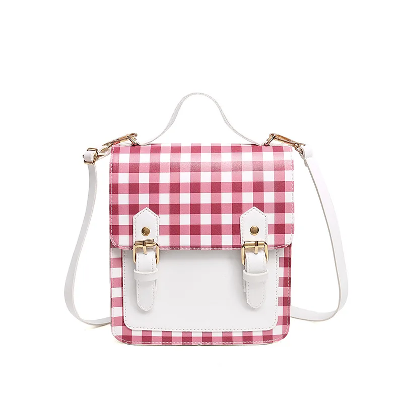 

Women's shoulder bag 2019 new Messenger bag hit color small square bag wide shoulder strap pu leather solid color bag female