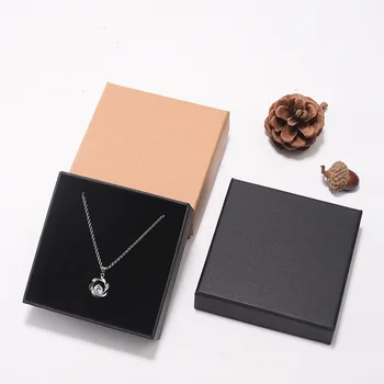 

PK-005 Factory Direct selling spot jewelry box heaven and earth cover necklace box vintage kraft paper bracelet bracelet box