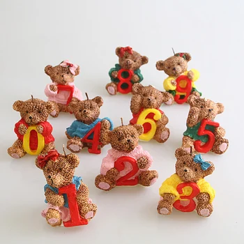 

Happy Birthday Candle Bear Cartoon Number Creative Romantic Personality Candle Baby Candele Compleanno Cake Decoration DD6LZ