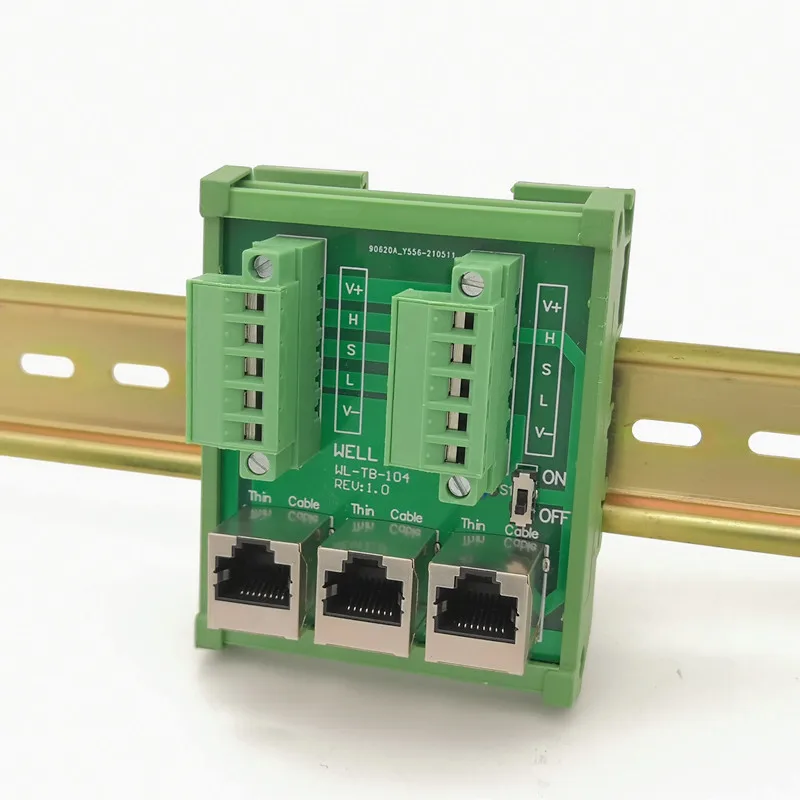 industrial plc, bloco de terminais com suporte io, cabeamento.