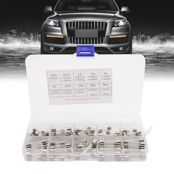 

100Pcs/lot 5x20mm 6x30mm Assorted Fuse Amp Fast-blow Glass Tube Fuse Set 0.2A 0.5A 1A 2A 3A 5A 8A 10A 15A 20A With Box