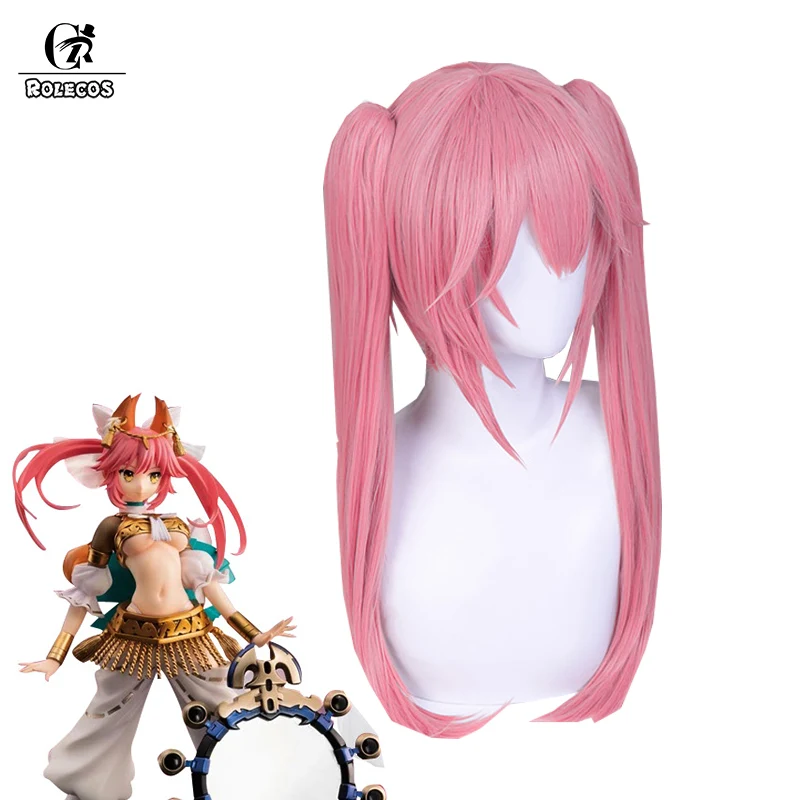 Ролекос игра Fate Tamamo no Mae Косплей волосы Extra головной убор FGO лиса розовые Длинные