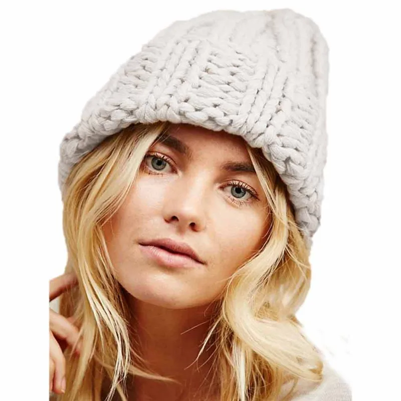 Повседневные Зимние трикотажные шапки для женщин модные сохраняющие тепло ручные шерстяные вязаные наушники мягкие шапки кепки для девочек высокое качество женские