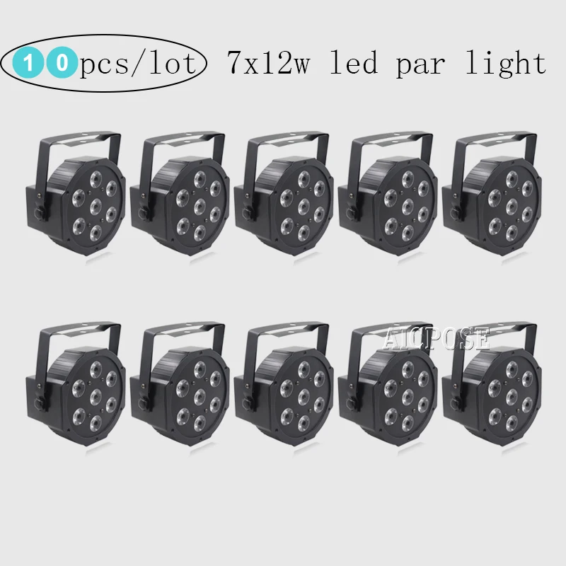 10Pcs/lots Led Par 7x12W RGBW 4in1 Light With dmx512 Control Disco Wedding DJ Stage Lighting Wall Washer | Освещение
