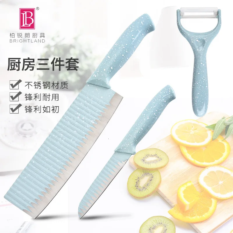 3 шт./компл. Кухня Sharp голубой нож Ножи комплекты Кухня нож для чистки фруктов Нержавеющая сталь Ножи Кухня инструменты салат овощей Овощечистка