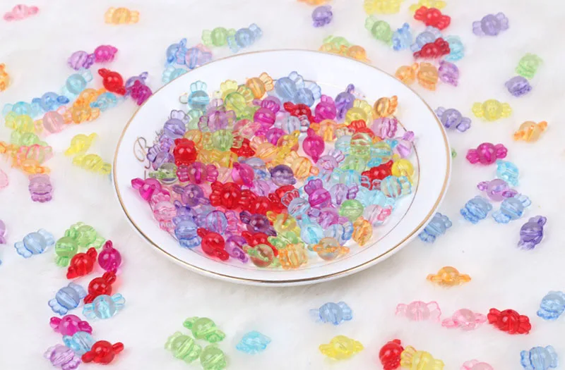 40pcs Cute Candy Shape Acrylic Beads DIY Candy Color Beaded Children's Toys Necklace Bracelet Jewelry Accessories Wholesale 16mm