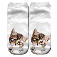 Женские носки; Новинка; зимние короткие носки с забавным котом; Милые цветные носки-башмачки с рисунком кота; Calcetines Mujer Skarpetki Damskie