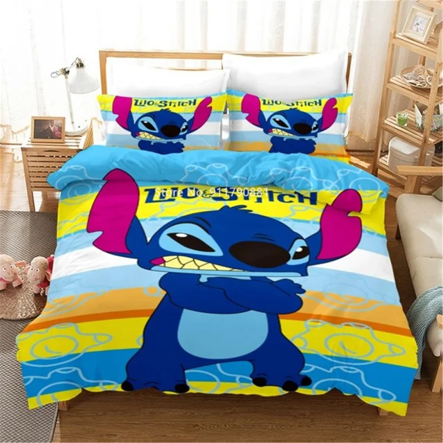 Lilo & Stitch-Juego de cama con patrón de dibujos animados para niños,  funda de edredón, funda de almohada, individual, completa, Queen, King  Size, individual, regalo de cumpleaños - AliExpress