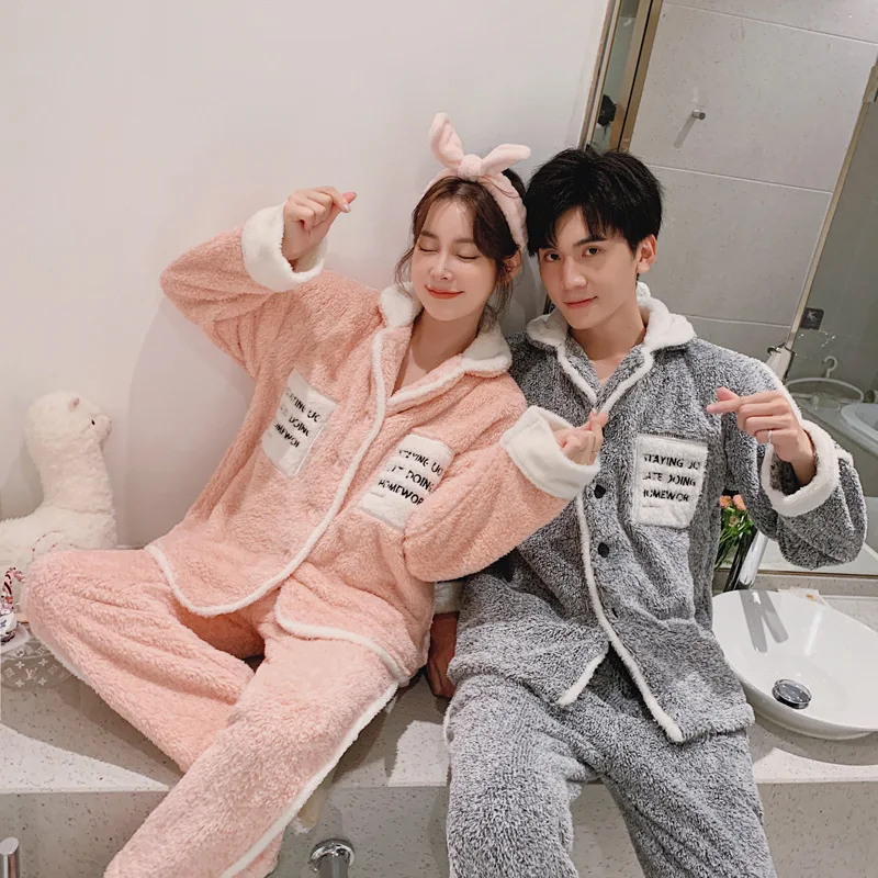 

The new 2020 winter pajama women pajama set sleep tops nightwear women Lovers pajamas home suit sleepwear