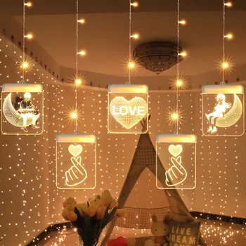 

1.5M LED Curtain Light Creative Pattern USB Light String Christmas Fairy Lights Garland Wedding Party New Year Decoration Gift